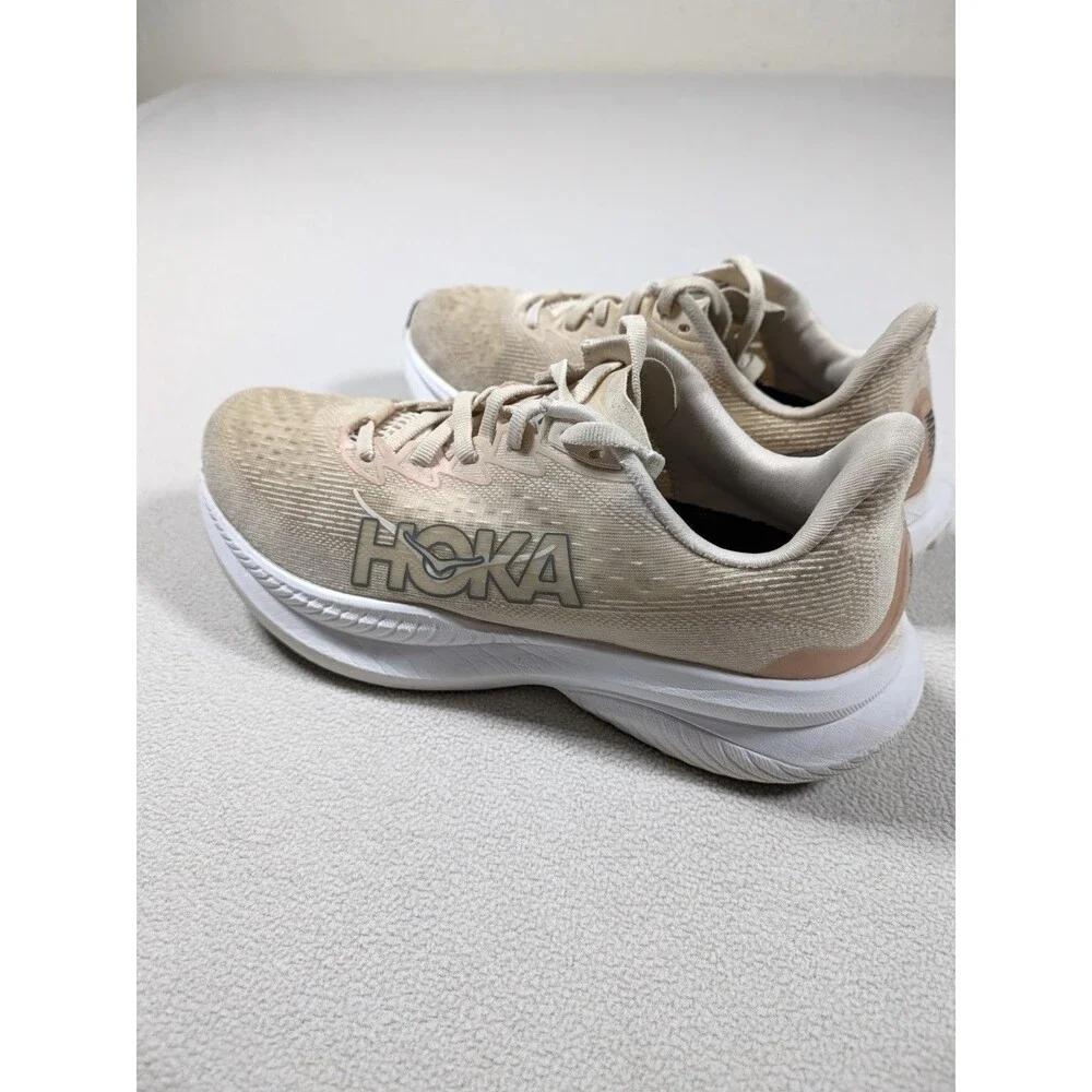HOKA ONE Mach 6 Running Shoes Eggnog Vanilla Beige Size 7B Women's Athletic